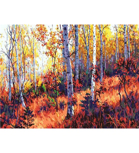 Ağaçların Altında Sayılarla Boyama Seti(40x50 cm Tuval Şasesine Gerili)