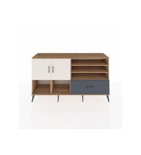 Kronos Konsol 7 Raflı Tek Çekmeceli 2 Kapaklı 176x59x99 Çam-Aytaşı/Antrasit