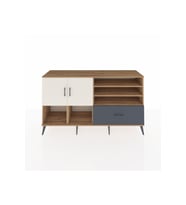 Kronos Konsol 7 Raflı Tek Çekmeceli 2 Kapaklı 176x59x99 Çam-Aytaşı/Antrasit