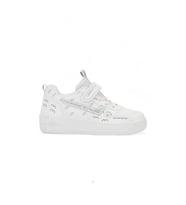 Unisex Çocuk Spor Ayakkabı Ortopedik Lastik Bağcık Cırtlı Desenli Kaymaz Taban Yürüyüş Sneaker 033 (Beyaz)