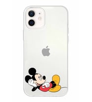 Apple iPhone 12 Uyumlu Kapak Mickey Mouse Tasarımlı Şeffaf Silikon Kılıf