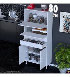 Eliusta Nexa 80 cm 2 Çekmece 4 Kapaklı Çok Amaçlı Mutfak, Bakliyat ve Kahve Köşesi Banyo Dolabı 80x181x32 cm