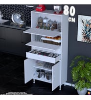 Eliusta Nexa 80 cm 2 Çekmece 4 Kapaklı Çok Amaçlı Mutfak, Bakliyat ve Kahve Köşesi Banyo Dolabı 80x181x32 cm