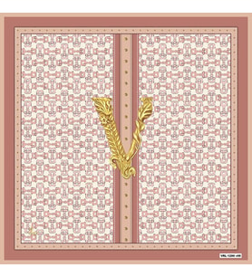 Logolu Desen Black Seri Twill Eşarp Eşarp Askısı ile Birlikte 90x90 cm Pembe Kre