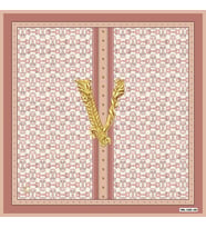 Logolu Desen Black Seri Twill Eşarp Eşarp Askısı ile Birlikte 90x90 cm Pembe Kre