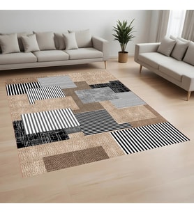 Rovigo Home Dijital Baskı Yıkanabilir Kaymaz Taban Salon Halısı Ve Yolluk RV135-FNL440 (Kahverengi)