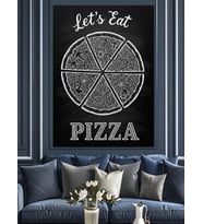 Pizza Dilimleri Lezzetli Menü Dekoratif Kanvas - Mdf Ahşap Tablo