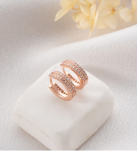 925 Ayar Gümüş Rose Kaplama 12 Mm Halka Model Kadın Küpe