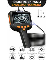 Monitörlü Tek Kameralı 10 Mt Sert Kablo Yılan Endoskop Kamera 5,5 mm 4.3 ınc Ekran IP67 Su Geçirmez