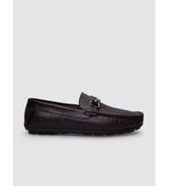 %100 Hakiki Deri Kahverengi Tokalı Desenli Erkek Loafer