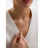 14 Ayar Taşlı Minimal Altın Kolye