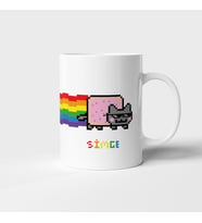 Gökkuşağı ve Kedi Piksel Tasarım Kişiye Özel İsim Baskılı Kupa Bardak