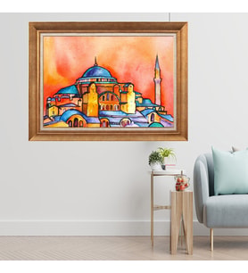 Altın Varaklı Çerçeveli Paspartulu  Tablo zv0973 (Gold)