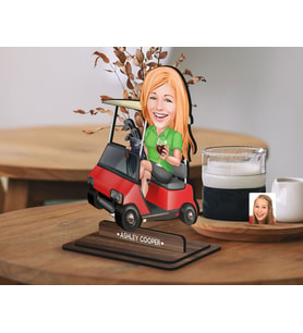 BK Gift Kişiye Özel Golf Oyuncusu Karikatürlü Ahşap Biblo-5 , Arkadaşa Hediye , Sevgiliye Hediye, Kişiye Özel Biblolar