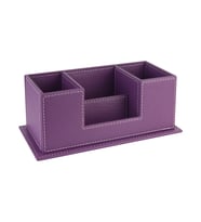 Masaüstü Deri Organizer Kalemlik 4 Gözlü Desktop Organizer Rainbow Vegan 10x12x25 cm. (Lila)
