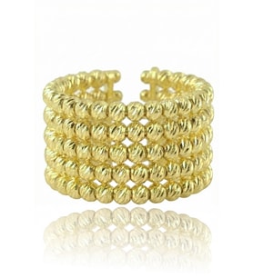 925 Ayar Gümüş Yüzük Altın Kaplama Dorica (Dorissa) Alttan Ayarlamalı Beş Sıra Yüzük SGTL13226GOLD (Altın Rengi)