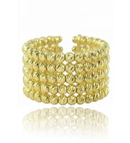 925 Ayar Gümüş Yüzük Altın Kaplama Dorica (Dorissa) Alttan Ayarlamalı Beş Sıra Yüzük SGTL13226GOLD (Altın Rengi)