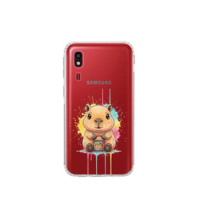 Samsung Galaxy A2 Core ile Uyumlu Splash Kapibara Tasarımlı Şeffaf Silikon Kılıf