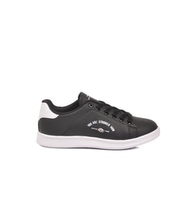 Walkway Siyah Beyaz Cilt Bağcıklı Hafif Unisex Sneaker Bst-1002 G
