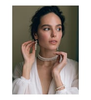 3 Katmanlı Krem İnci Choker Kolye Düğün Nikah ve Abiye Takısı