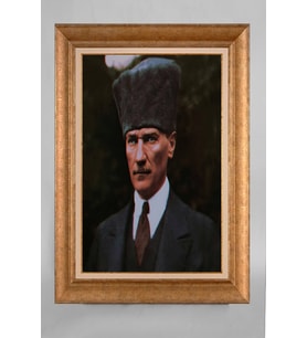 Altın Varaklı Paspartulu Çerçeveli Atatürk Tablo sd827