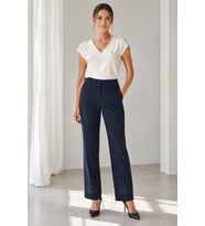 Yüksek Bel Paçası Taş İşlemeli Kadın Kumaş Pantolon Y26-25935-LACİVERT