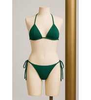 Kadın Yeşil Yandan ve Boyundan Bağlamalı Bikini Mayo Takımı — Beden: S/M