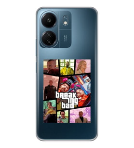 Xiaomi Redmi 13C Uyumlu Breaking Bad Gta Tasarımlı Şeffaf Telefon Kılıfı