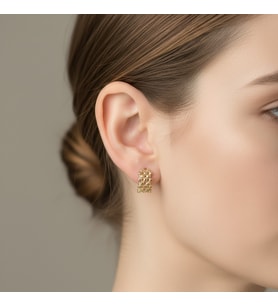 STİL İNCİSİ/XUPING JEWELRY MİNİMAL HASIR GÖRÜNÜMLÜ KÜPE