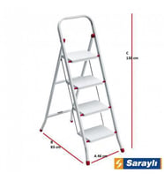 Saraylı Pratik Metal Merdiven Beyaz 4 Basamaklı