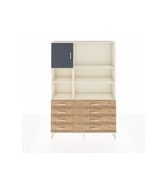 Arges Dolap 7 Raflı 8 Çekmeceli Tek Kapaklı  132x30x195 Aytaşı-Antrasit/Çam