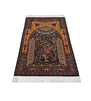 Saf İpek Makina Halı-koyu mavi- Ebat: (80 x 120) cm