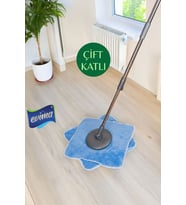 Çift Katlı Döner Başlıklı Havlu Mop Paspas Uyumlu Set, Temizlik Kolaylığı