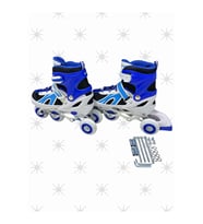 Paten Ayarlanabilir 2+1+1 2+2 Işıklı Metal Gövde Alıştırma Mia Pateni Çanta Hediyeli Işıklı Paten 34-37 (Mavi)