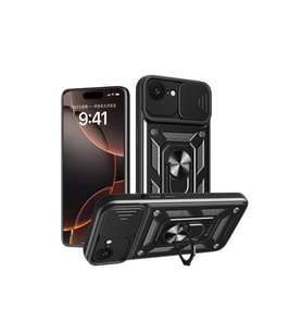Apple İphone 16e Kılıf Pars Lens Yüzüklü Silikon - Siyah