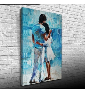 Sarılmış Sevgililer Yağlıboya Kanvas Tablo 50 x 70