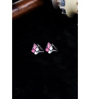 ENCİLİ SİLVER 925 Ayar Gümüş Pembe-Beyaz Kelebek Model Çocuk J Küpe