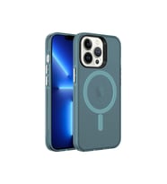 Apple iPhone 13 Pro Max Uyumlu Kılıf Zore M-safe Şarj Özellikli Buzlu Transparan C-Pro Sert Kapak (Açık Yeşil)