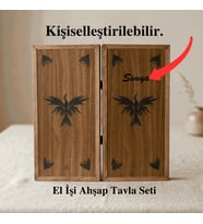 Simya Figür Premium Anka Kuşu Şimşir Ahşap Pullu Ceviz Kaplama Tavla
