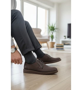 Enoch Erkek Smart Casual Bağcıklı Ayakkabı - Tekstüre Üst Yüzeyli Ve Esnek Hafif Tabanlı Klasık Ayakkabı