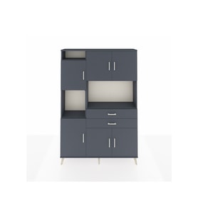 Arges Gardrop 8 Raflı 2 Çekmeceli 6 Kapaklı 132x30x195 Antrasit-Antrasit