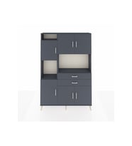 Arges Gardrop 8 Raflı 2 Çekmeceli 6 Kapaklı 132x30x195 Antrasit-Antrasit