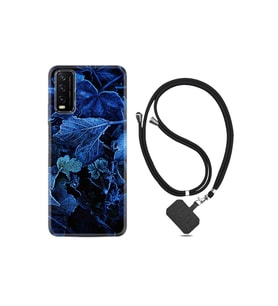 Vivo Y20 Kılıf Silikon Desen Boyun Askılı Blue Foid 1628