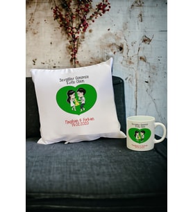 Sevgililer Günü Hediyesi Kupa Bardak ve Yastık Set 011 (Beyaz)