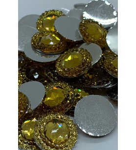 Süsleme Taşı Yuvarlak Sarı 16mm Polyester Taş 1000 Adet