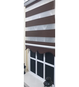 Zebra Stor Perde Kahverengi  Etek Dilimli ST 004