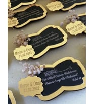 Kişiye Özel Ahşap Üzeri Pleksi Magnet Hatıra (Altın)