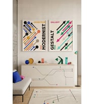 Geometrik Modern Sanat 2'li Ahşap Çerçeveli Tablo Seti