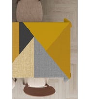 Hardal Geometrik Desen Dokuma Leke Tutmaz Masa Örtüsü MSO509