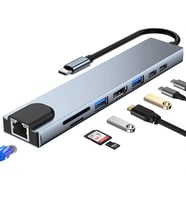 Winex 8in1 USB Type-C Hub Port Adaptör HDMI USB Ethernet 100W PD Girişli